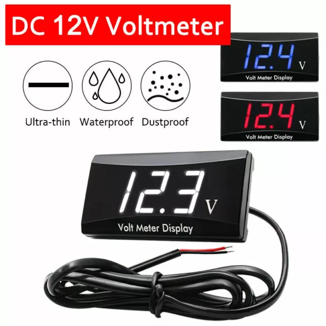 DC 12V Voltmeter LED Display Digital Panel-Meter KFZ Auto Mini Spannungsanzeige