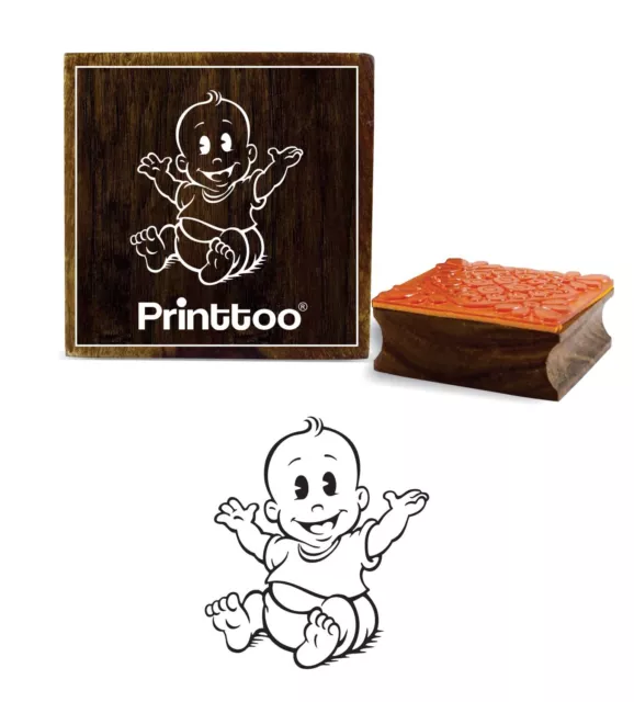 Printtoo Baby Boy Square Rubber Baby Shower Stamp Crafting Wooden Stamps-PRB-340