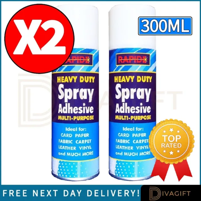 2 X 300Ml Heavy Duty Spray Adhesive Contact Glue Strong Tape Diy Fabric Carpet