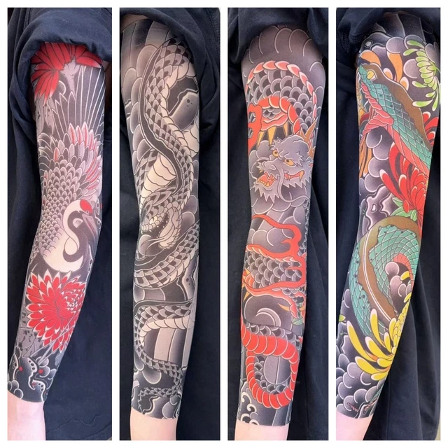 Naler 10pcs Tattoo Sleeve, Tatuaggi Temporanei Manica Vestito Operato Dalle Calze Del Braccio - Foto 9
