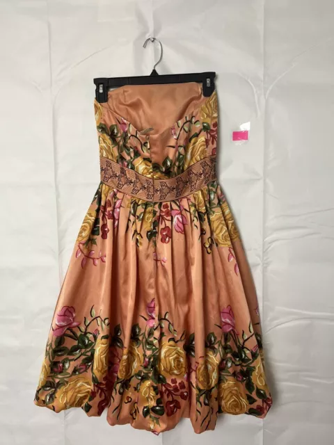 Forever 21 Women Strapless Sweetheart Floral Beaded Dress Size Small 3