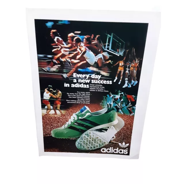 1972 Adidas Green Track Shoes Original Print Ad Vintage