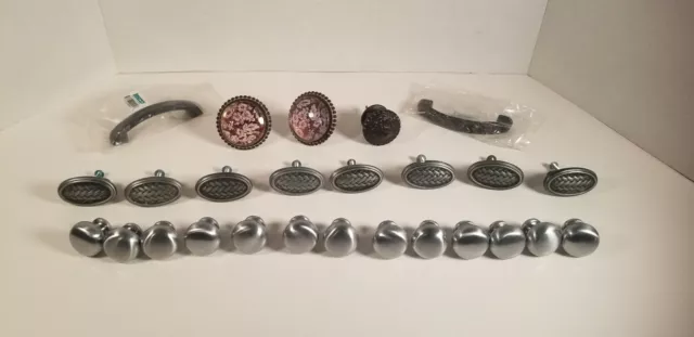 Lot Of 26 Vintage Drawer Cabinet Pull Handles Knobs Dresser Hardware