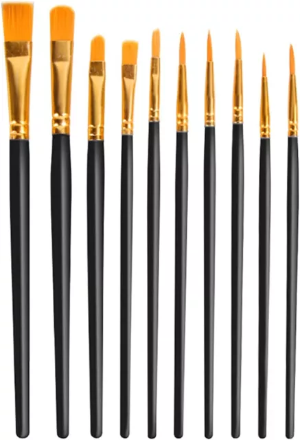10 Pennelli Pittura Set Pennelli Per Dipingere Acquarello Olio Acrilico