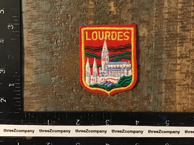 Vtg Lourdes France Travel Souvenir Sew-On Patch Felt