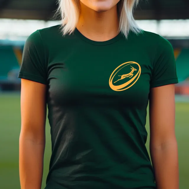 Ladies Springbok Rugby Ball POCKET T Shirt Funny South Africa African Gift Top