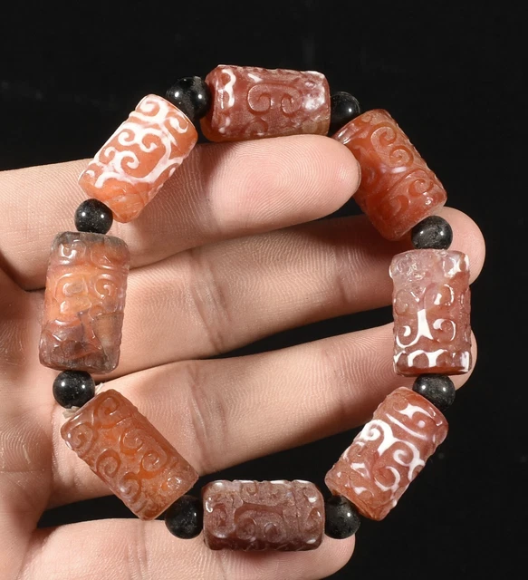 Tibet Natürlicher Achat Dzi Perlen Beast Muster Exorzismus Armband Kette Armband