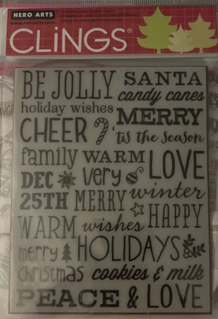 Hero Arts Clings Be Jolly Christmas Rubber Stamp 5.75"x 4.5" Santa Holiday Card