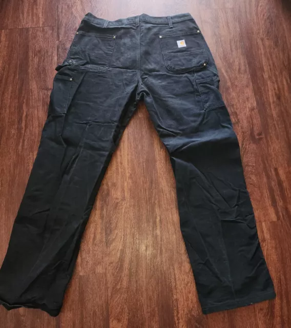 Carhartt Double Knee B01 Blk Dungaree Fit Black Work Pants 40X32 Made In Mexico