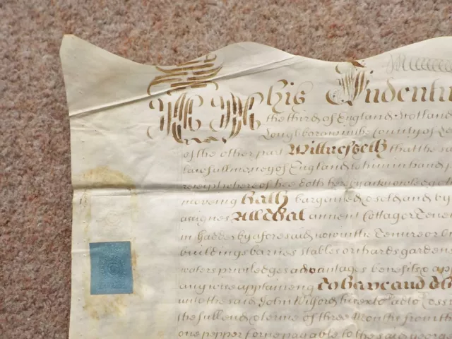 1700 Gaddesby Leicestershire William 3rd Vellum Deed Document Indenture