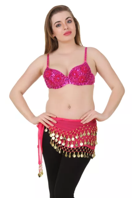36B Sequin Belly Dance Costume Bra Beaded Floral Sparkle Rhinestone Rave Cabaret