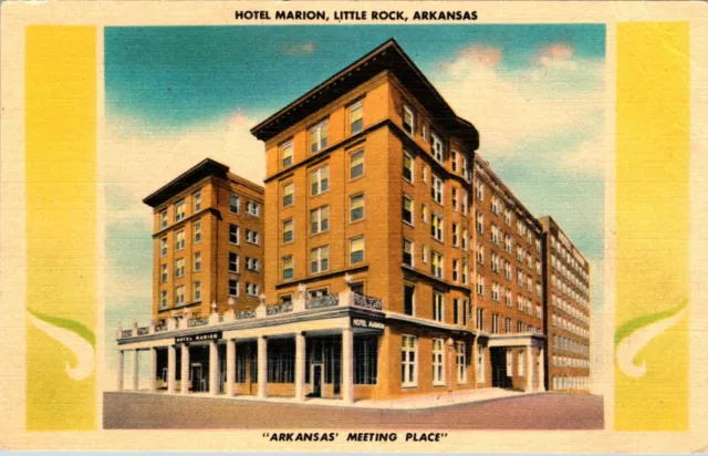 Little Rock, Arkansas - Hotel Marion - Vintage Linen Postcard