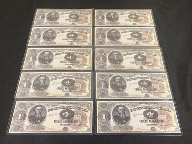 $1 One Dollar 1890 Treasury Note (Sticker!) Lot Of 10 Read!