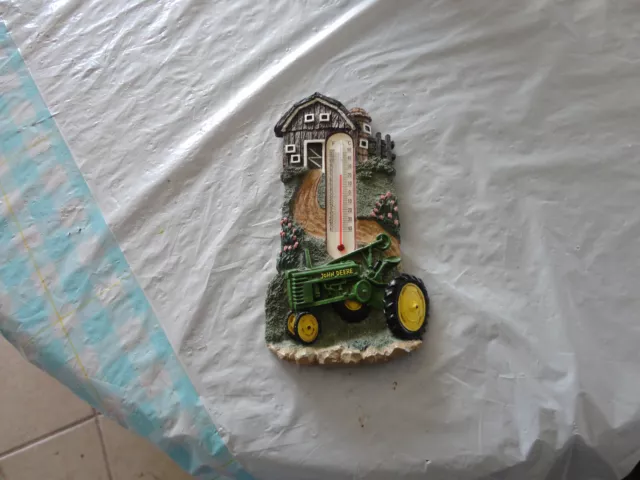 John Deere resin thermometer- barn and tractor