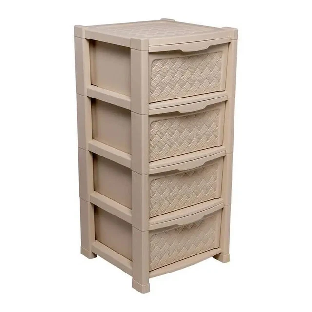 Tontarelli Cassettiera 83 Cm Beige A 4 Scopartimenti Con Struttura In Plastica