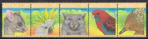 Australië postfris 1987 MNH 1041-1045 strip - Wildlife / Dieren