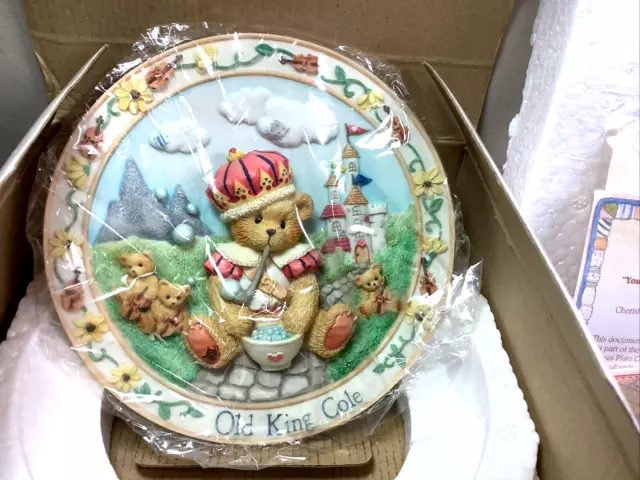 1995 NUEVO EN CAJA Cherished Teddies ""Old King Cole"" placa de rima infantil certificado de autenticidad 108"
