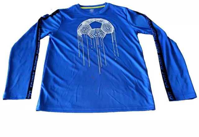 ATHLETIC WORKS BOYS XXL 18 DriWorks Shirt Long Sleeve Blue $7.95 - PicClick