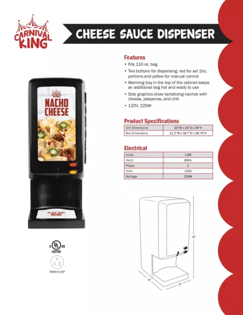 Carnival King Topping Warmer w/ Heated Spout (3.5 Qt.)