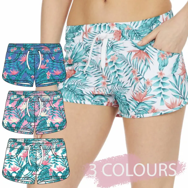 Ladies Summer Shortie Shorts Floral Swimming Beach Printed Tropical Size 8 -22