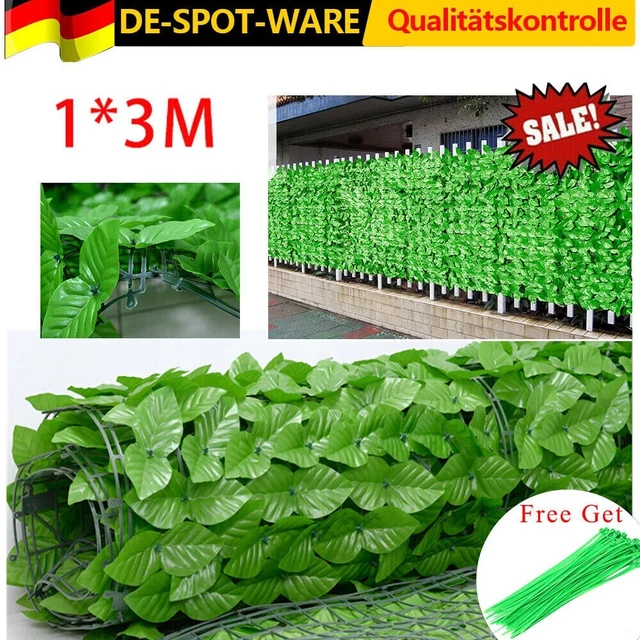 1x3M Sichtschutzhecke Windschutz Efeu Sichtschutz Balkonverkleidung Blätterzaun