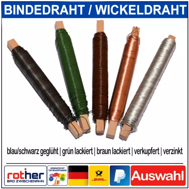 Bindedraht Wickeldraht Blumendraht Basteldraht versch. Farben & Stärken Auswahl