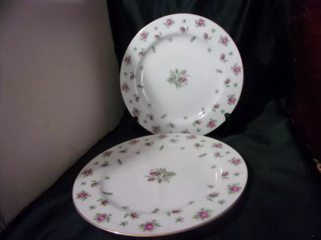 [2]-VINTAGE KYOTO China 'Lancaster' Japan Pink Roses 10" Dinner Plates