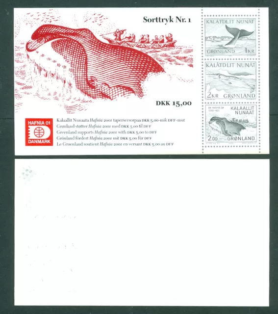 Greenland.  Souvenir Sheet 2001 MNH. "Hafnia 01"  Black Print # 1. Engr: Slania