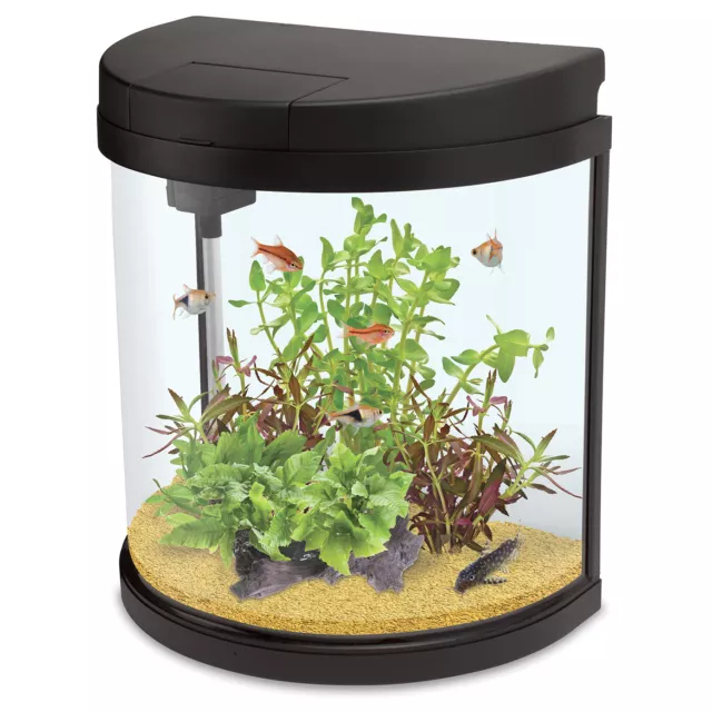 Interpet Fish Pod Box LED 19L Half-Moon Aquarium Nano Fish Tank LED Lighting