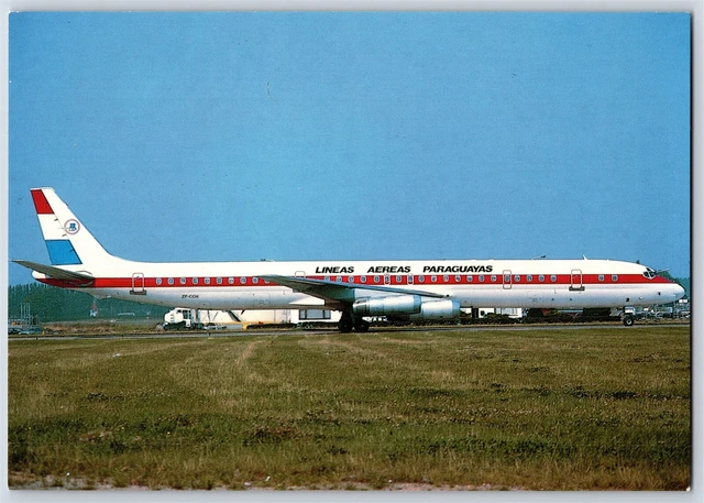 Airplane Postcard Lineas Aereas Paraguayas Airlines Douglas DC8-63 BW23
