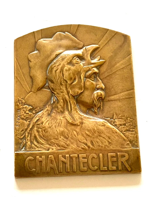 Médaille Medal CHANTECLERC en Bronze décor Coq Gaulois casqué par E. FRAISSE