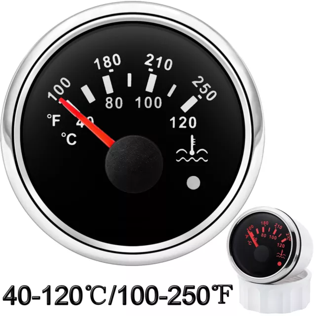 2" 52mm Water Temperature Gauge 40-120℃/100-250℉ Waterproof for Marine Boat Car