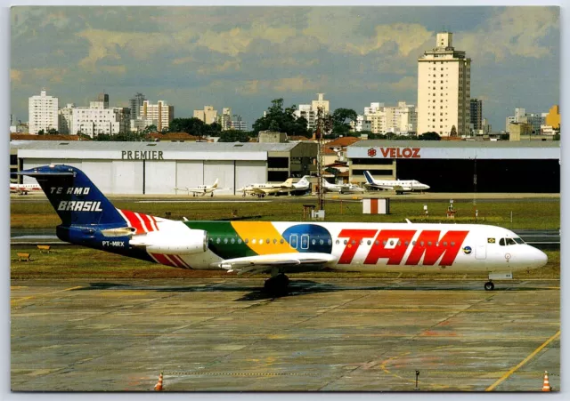 Airplane Postcard TAM Linhas Aereas Brasil Airlines Fokker 100 PT-MRX CT2