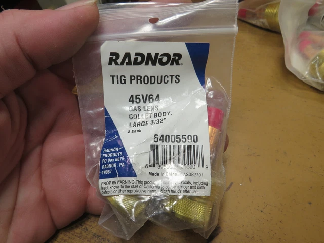 (2pk) RADNOR TIG GAS LENS COLLET BODIES FOR 45V64, 64005590