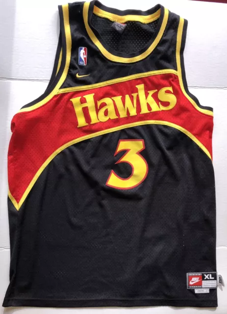 Vtg 90s Nike Team Yellow Atlanta Hawks Shareef NBA Throwback Jersey 3XL +2  a31