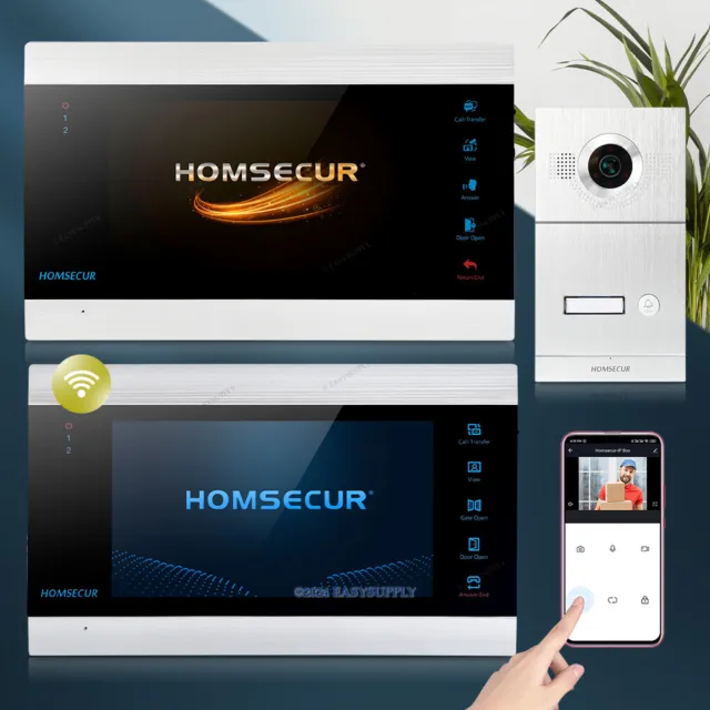 HOMSECUR 7" Sonnette Intelligente Vidéo&Audio WIFI Supporter Musique et Film