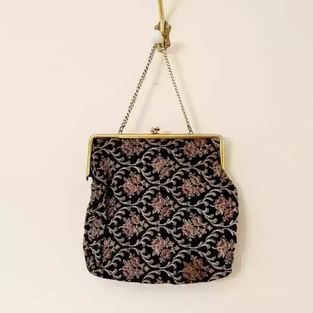 Vintage Floral Tapestry Handbag