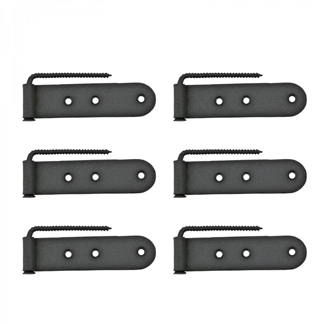 Black Shutter Gate Strap Hinge 4" L Galvanized Steel Wrought Iron Pack of 6