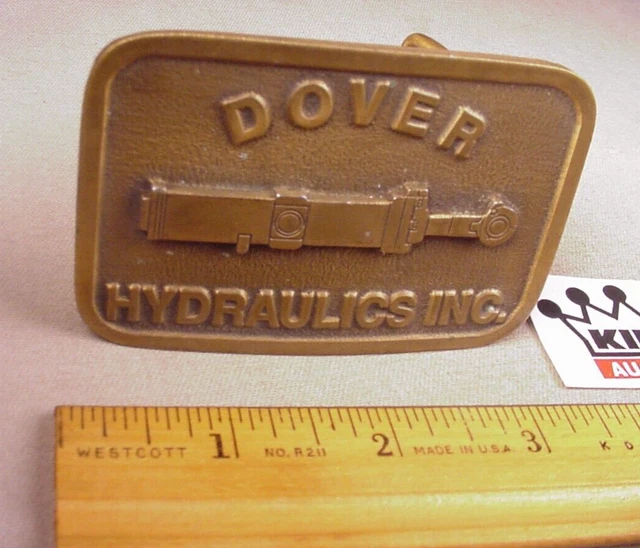 VINTAGE MEN'S METAL Belt Buckle Dover Hydraulics Inc. Brass Made in
