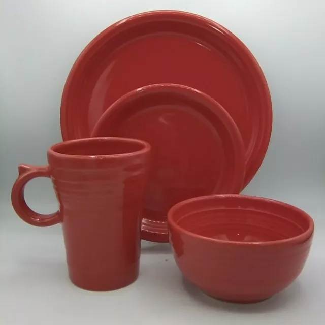 Fiesta ware Scarlet red Dinnerware 4 pcs Dinner Salad Cereal deep Bowl Latte Mug