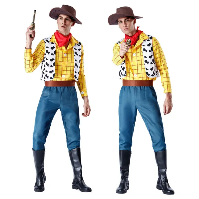 Herren Toy Story Woody Erwachsene Männer Cowboy Kostüm Party Cosplay Outfit Set