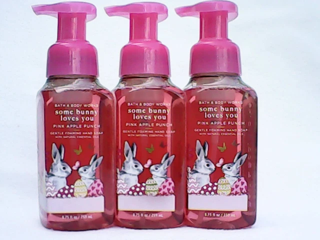 3 Bath & Body Works Some Bunny Loves You Rosa Punch Espuma Jabón Lavado a Mano