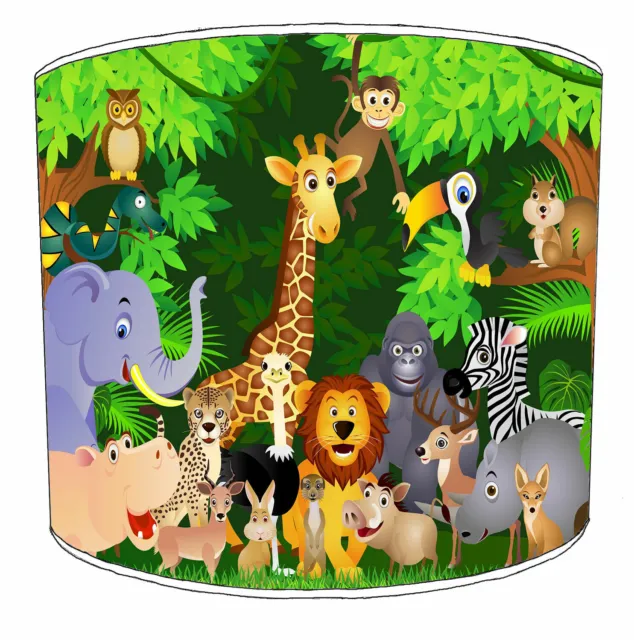 Children`s Jungle Animals Table Lampshades, Ceiling Lights, Bedside Lamp shades