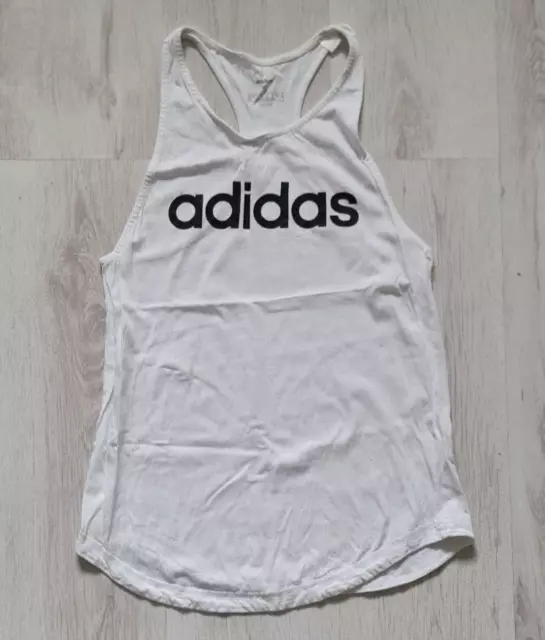 ADIDAS Damen Sport Top Workout T-Shirt Tanktop Weiß Größe S 36 Tanzen Fitness