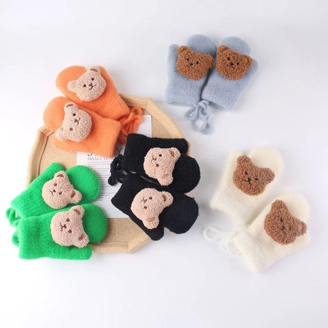 Guanti da appendere guantoni collo bambino borchie a mano ragazza guanti lavorati a maglia peluche