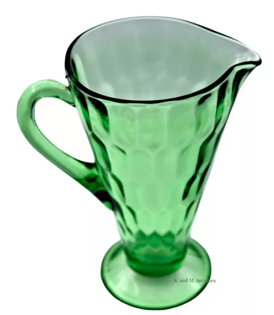 Jeannette Hex Optic / Honey Comb Green Footed Kitchen Pitcher / Jug 3