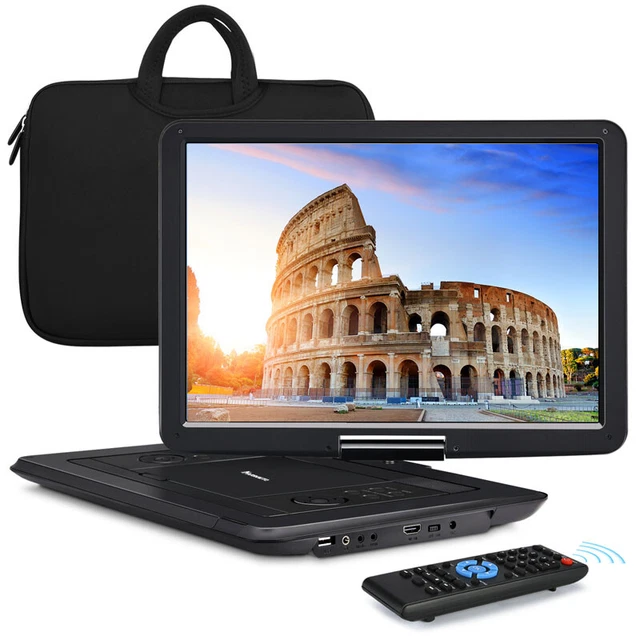 19" Full HD Tragbarer DVD Player 1080P Monitor Drehbar Bildschirm HDMI-in USB SD