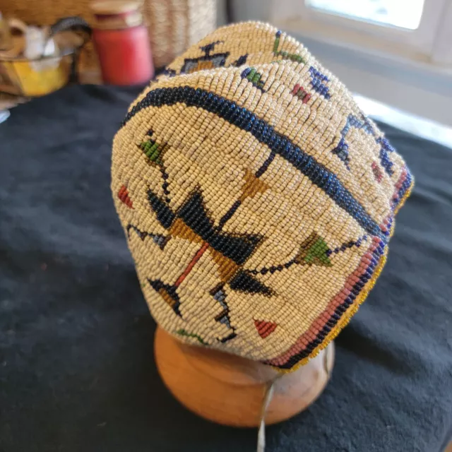 Native America Indian Lakota Child's Beaded Bonnet