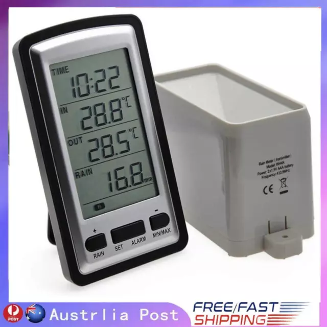 Wireless LCD Weather Station Rain Gauge Meter Indoor Outdoor Digital Thermometer