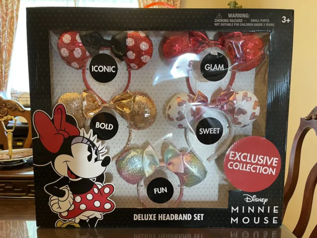 Disney Disneyland Exclusive Collection Minnie Mouse Deluxe Travel Headband Set